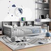 CAVINAS Twin XL Size Wood Montessori Bed with 3 Built-in Storage Cabinets and Guardrail,Modern Floor Bed with USB Ports,Toddler Bed for Bedroom,Gray - 2 of 4