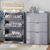 Shoe Cabinet with Flip Louvered Doors, Narrow Shoe Rack with Metal Hinges - 4 of 4