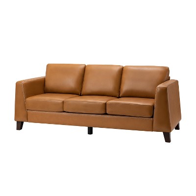 Bona 81.5" genuine leather tuxedo arm sofa couch|ARTFUL LIVING DESIGN