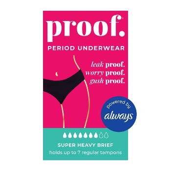 Proof Women's Brief Super Heavy Absorbency Period Underwear - Black : Target