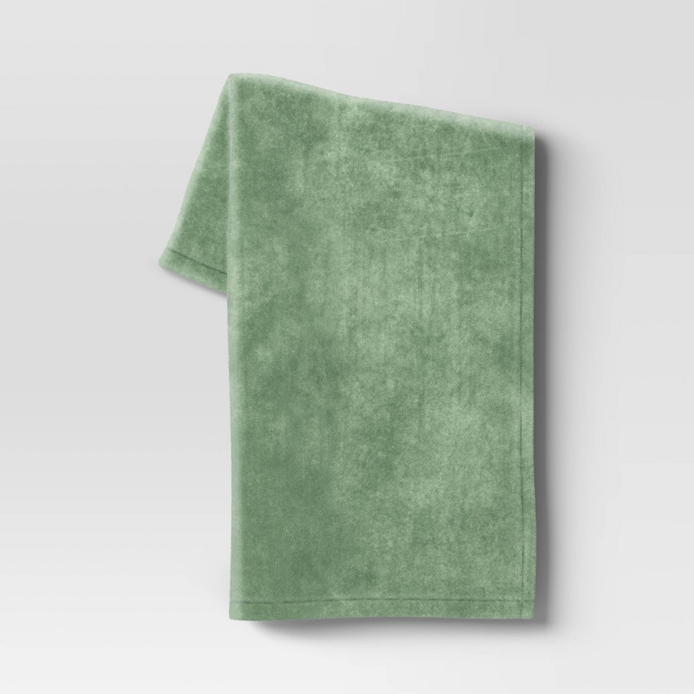 Photos - Duvet Plush Throw Blanket Green - Room Essentials™