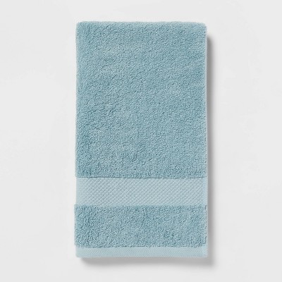 Threshold Performance Bath Towels Set Of 2 White Blue Stripe 30x54  Cotton/Poly for sale online