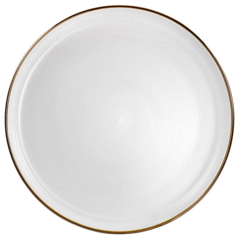 6pc Arthur Stoneware Dinner Plate Set with Rim Matte White/Gold - Elama, 4 of 6