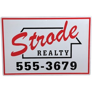 Trick or Treat Studios Halloween 1978 Strode Realty Metal Sign Halloween Decoration - 12 in x 18 in - White - 1 of 1