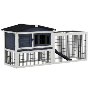 Skyzone Wooden Rabbit Hutch with Run, Lockable Doors & Removable Tray - Indoor/Outdoor Guinea Pig - 1 of 4