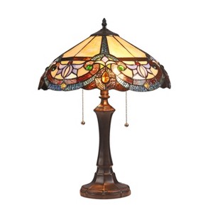 Chloe Lighting Caroline Victorian 2 Light Tiffany-Style Dark Bronze Table Lamp 16" Wide - 1 of 4