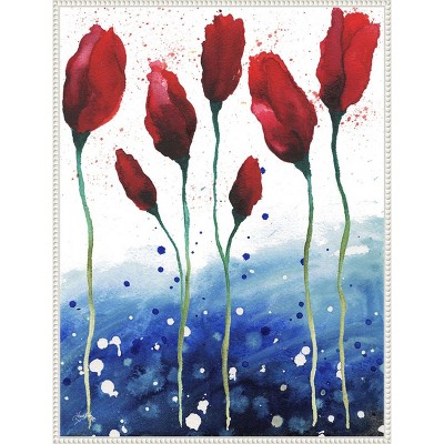 Amanti Art Patriotic Floral I by Elizabeth Medley Canvas Wall Art Print Framed 23 x 30-in.