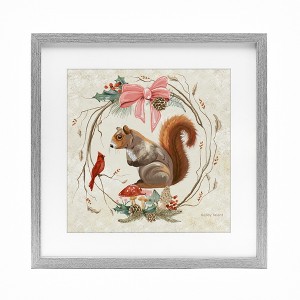 Stupell Industries Woodland Squirrel Rustic Wreath Framed Print Under Glass Art - 1 of 4