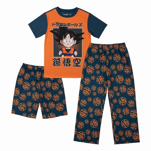 Dragon Ball Z Youth Sleepwear Set Tee Shirt Sleep Shorts and Sleep Pants Medium