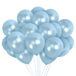 Treasures Gifted Pearlescent Powder Blue Balloons - 12 Inch Latex Balloons - 100 Pack - 1 of 1