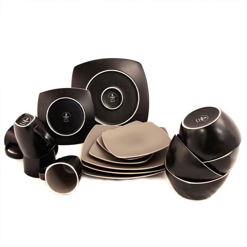 Gibson Soho Lounge Matte 16 Piece Dinnerware Set in Taupe, 2 of 6