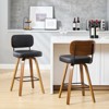 Bekrvio 26" Swivel Counter Height Bar Stools - Upholstered Faux Leather with Back, Bent Wood Legs, Mid Century Modern Kitchen Island Counter Stools - 2 of 4