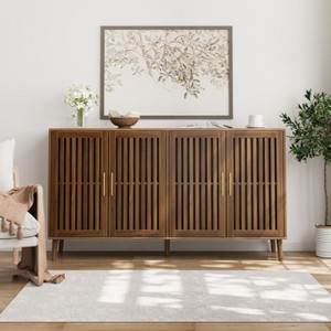 Sideboard Buffet Cabinet with Storage, Farmhouse Buffet Cabinet with Louvered Doors - 1 of 4