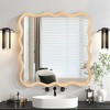 Vynxaria 36" x 36" Solid Wood Wavy Square Mirror - Natural Wall Decor for Bathroom, Bedroom, Living Room & Entryway - 3 of 4