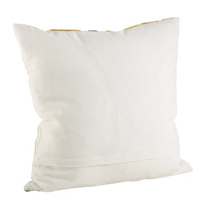 24.5" Multicolor Embroidered Cotton Square Throw Pillow