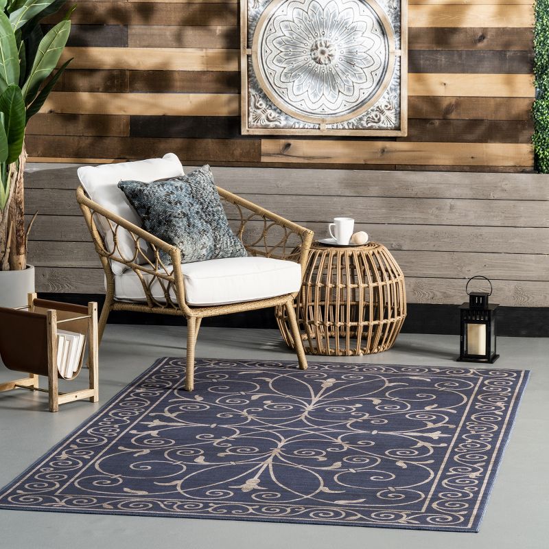 nuLOOM Chara Traditional Vines Machines Washable Indoor/Outdoor Patio Area Rug, 2 of 12