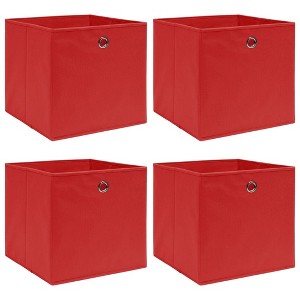 vidaXL Storage Boxes 4 pcs Red 12.6"x12.6"x12.6" Fabric - 1 of 4