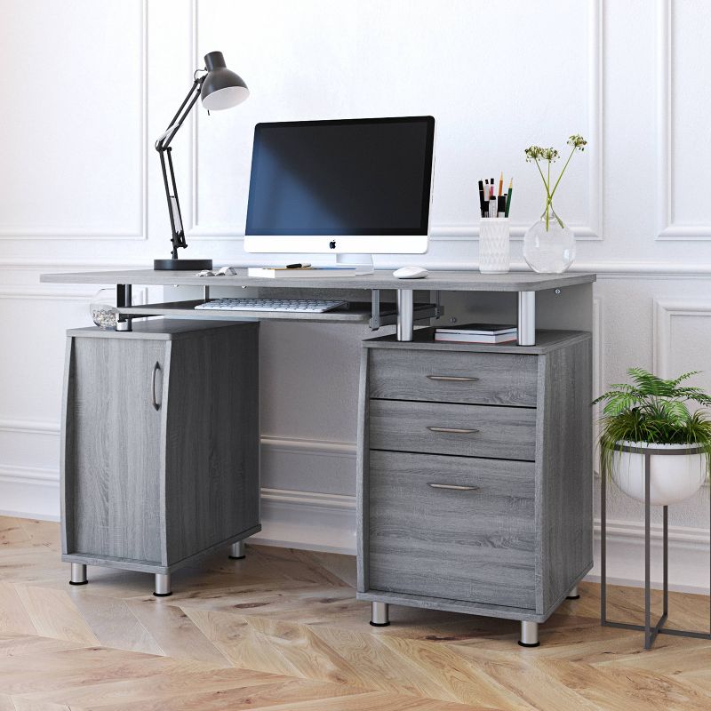 Complete Workstation Computer Desk with Storage Gray - Techni Mobili, 6 of 11