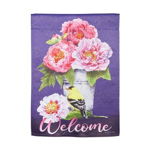 Bucket of Peonies Suede  Garden Flag - 1 of 2