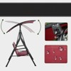 DSVIMOY 3-Person Porch Swing with Stand, Outdoor Swing with Adjustable Tilt Canopy and Comfortable Swing Bench-Style Seat, Red, 67.75"*43.25"*60.25" - 4 of 4