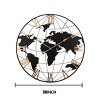 36"H Roman Numeral Black Clock,Silent World Map Clock With Gold Pointers,Metal Wall Clock Contemporary,Decorative Clock,Indoor Furniture -The Pop Home - 4 of 4