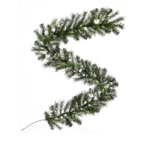 Perfect Holiday 6' Snow Dusted Nulato Pine Garland with Silver Ornaments & Glitter Berry Clusters - 1 of 4