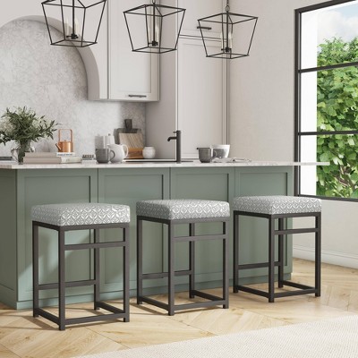 24-Inch Backless Light Gray Print Metal Counter Stool