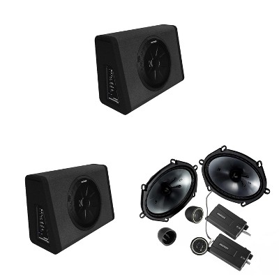 Kicker (2) 11PT250 Powered Sub Enclosure & 46CSS684 6x8" Component Bundle
