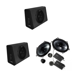 Kicker (2) 11PT250 Powered Sub Enclosure & 46CSS684 6x8" Component Bundle - 1 of 4