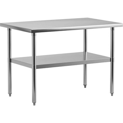 Heavy-Duty Stainless Steel Work & Prep Table, NSF Commercial-Grade Table with Adjustable Lower Shelf for Kitchen, Restaurant, Home, Garage, Hotel