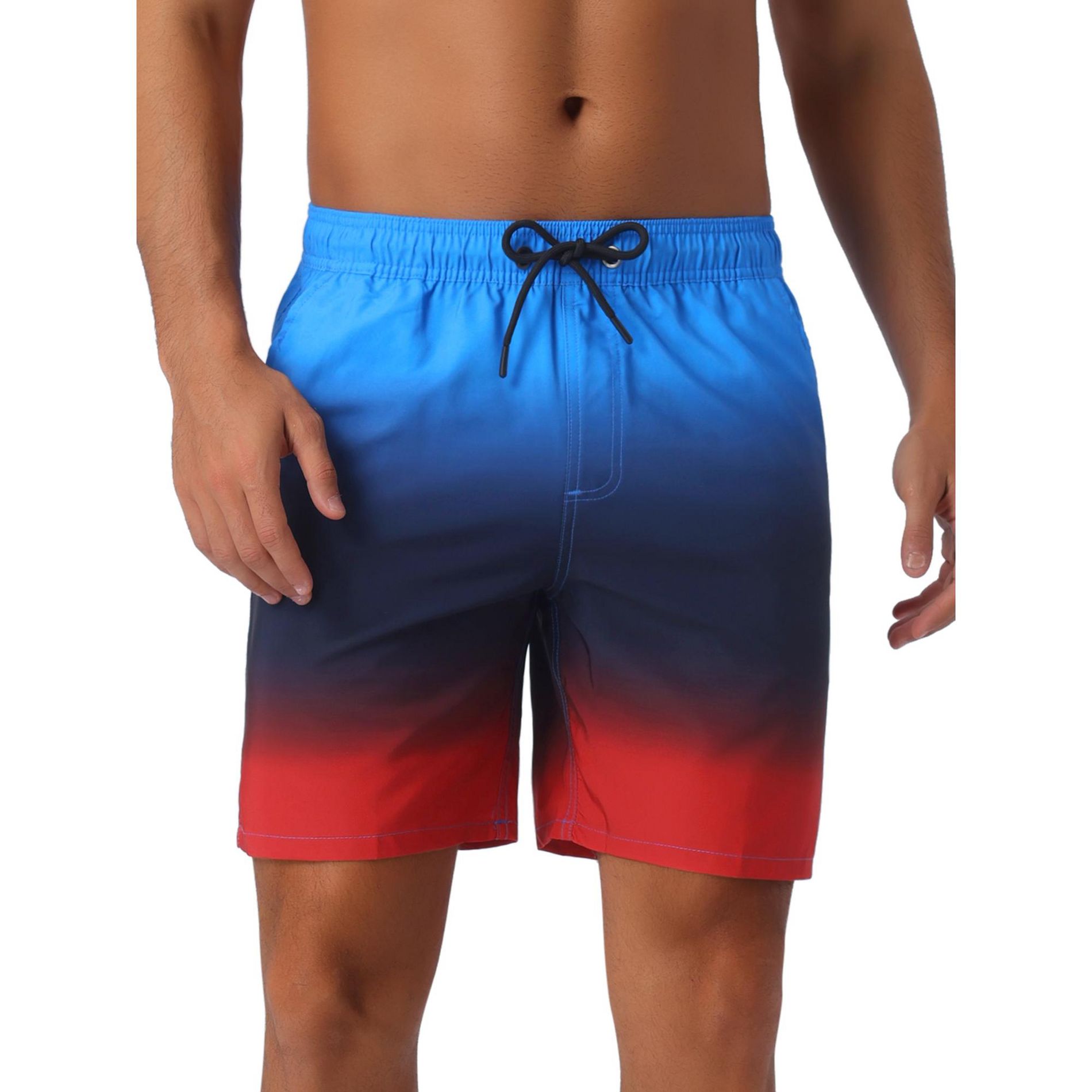 INSPIRE CHIC Men's Gradient Color Drawstring Elastic Waist Lining Summer Swimming Trunks
