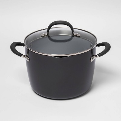 8qt Nonstick Ceramic Coated Aluminum Wide Stock Pot Blue - Figmint™