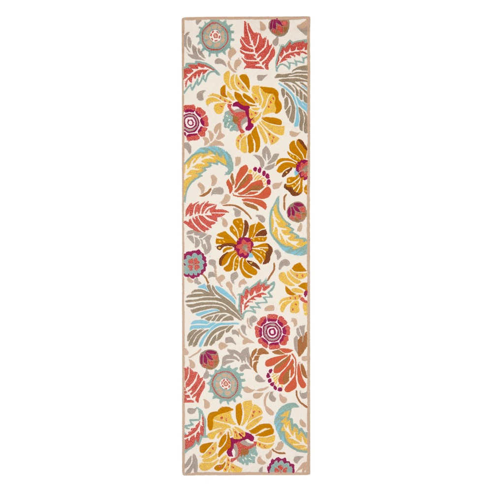 2'x6' Floral Accent Rug Ivory/Gray - Safavieh