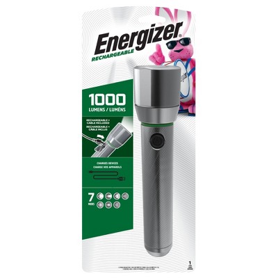 Energizer Vision HD Rechargeable Metal LED FlashLight Silver