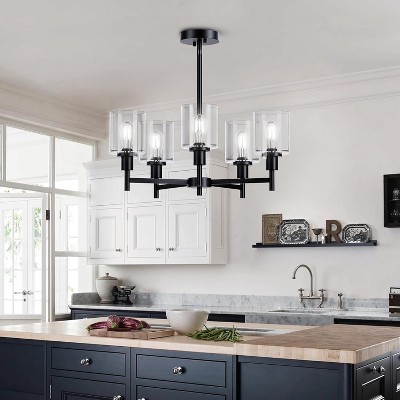 3-Light Chandelier for Dinning Room Kitchen Farmhouse Chandelier with Clear Glass