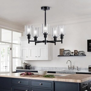 3-Light Chandelier for Dinning Room Kitchen Farmhouse Chandelier with Clear Glass - 1 of 4