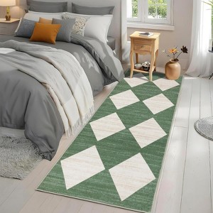 Washable Runner Area Rug, Non Slip Non Shedding Print Carpet, Modern Stain Resistant Foldable Soft Door Mat for Kitchen Hallway - 1 of 4