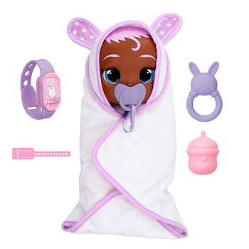 Cry Babies Newborn Molly Interactive Baby Doll with 20+ Baby Sounds and Interactive Bracelet