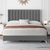GARVEE Full Size Bed Frame with Velvet Upholstered Headboard and Strong Wooden Slats,No Box Spring Needed, Noise-Free, Easy Assembly, Grey - 4 of 4