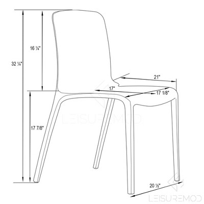 Murray 33" Transparent Blue Plastic Dining Chair, Set of 2