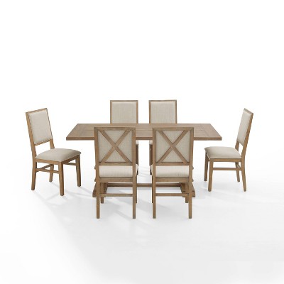Joanna Rustic Brown 7-Piece Dining Set with Upholstered Chairs