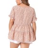 Agnes Orinda Women's Plus Size Boho Ditsy Floral V Neck Ruffle Tiered Pleated Babydoll Blouses - 4 of 4