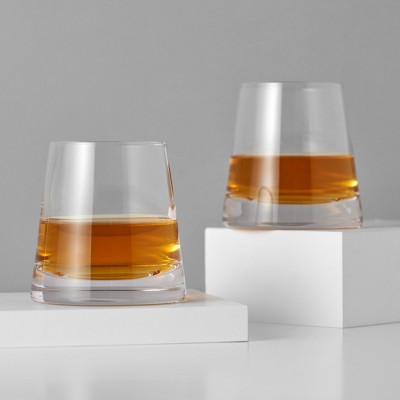 Viski Burke Lead-Free Crystal Tapered Whiskey Glasses, Set of 2