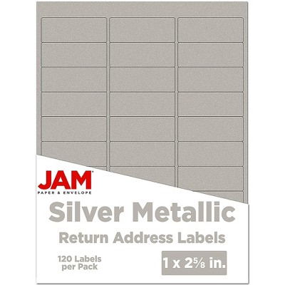 JAM Paper Laser/Inkjet Mailing Address Labels 1 x 2 5/8 Silver Metallic 40732536