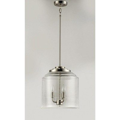 Acadia Satin Nickel 3-Light Seedy Glass Jar Pendant