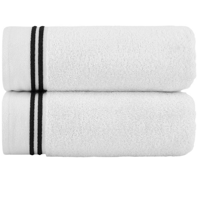 Chic Home Vivian 2 Piece Stripe Bath Sheet Set, White-Black, 4 of 6