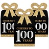 Big Dot of Happiness Adult 100th Birthday - Gold - Square Favor Gift Boxes - Birthday Party Bow Boxes - Set of 12 - 2 of 4