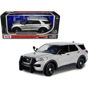 2022 Ford Police Interceptor Utility Unmarked Slick-Top Silver 1/24 Diecast Model Car by Motormax - 1 of 3