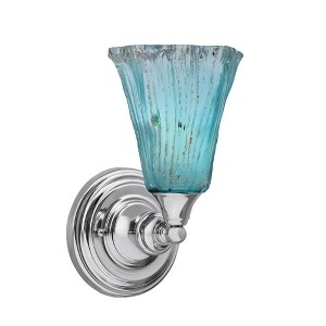 Toltec Lighting Any 1 - Light Sconce in  Chrome with 5.5" Fluted Teal Crystal  Shade - 1 of 1