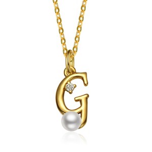 Personalized 14K Gold Plated Initial Pearl Pendant Necklace for all ages: A Charming gold Elegant Keepsake Gift - 1 of 3